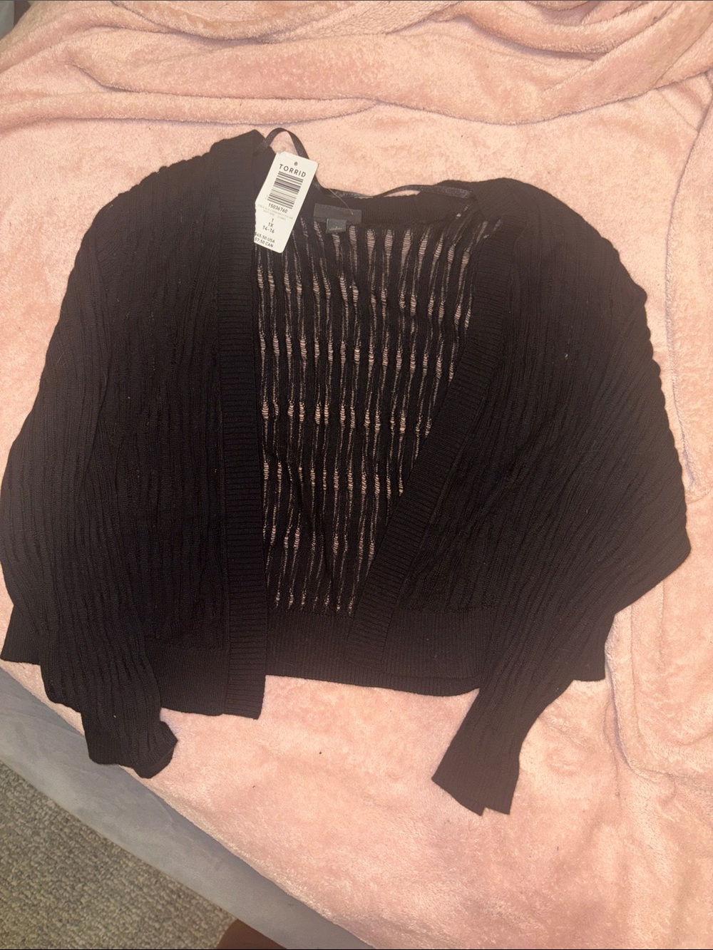 torrid Black Open-Weave Knit Cardigan